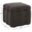 Safavieh Emmie Square Wood and Fabric Storage Ottoman in Brown