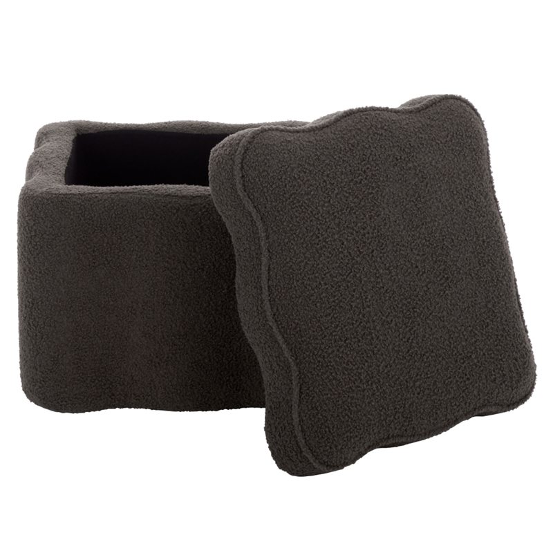 Safavieh Emmie Square Wood and Fabric Storage Ottoman in Brown
