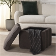 Safavieh Emmie Square Wood and Fabric Storage Ottoman in Brown