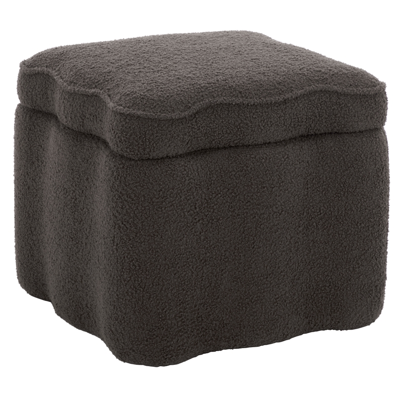 Safavieh Emmie Square Wood and Fabric Storage Ottoman in Brown