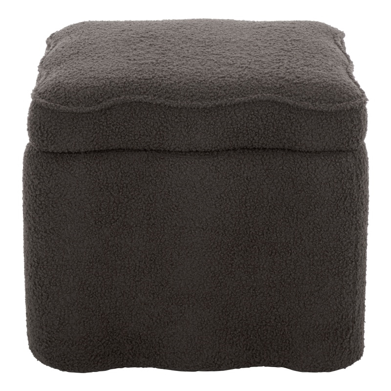 Safavieh Emmie Square Wood and Fabric Storage Ottoman in Brown