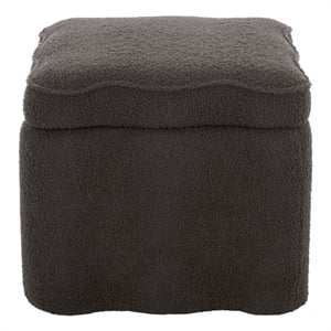 Safavieh Emmie Square Wood and Fabric Storage Ottoman in Brown