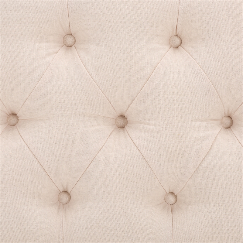 Safavieh Liam Tufted Fabric and Wood Cocktail Ottoman in Beige / Natural
