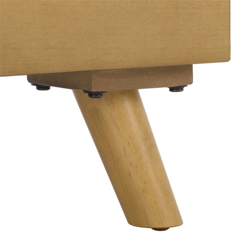 Safavieh Liam Tufted Fabric and Wood Cocktail Ottoman in Beige / Natural
