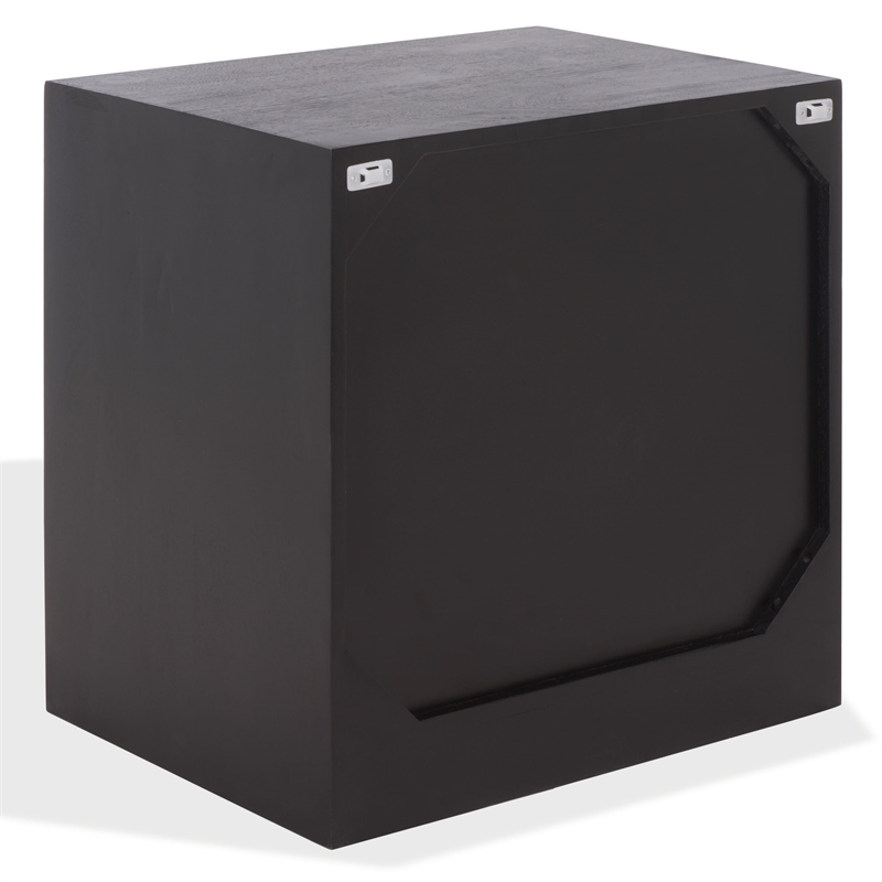 Safavieh Halcyon Travertine and Wood  Nightstand  in Black