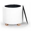 Safavieh Becka Round Fabric Storage Ottoman  in Ivory / Natural