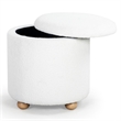 Safavieh Becka Round Fabric Storage Ottoman  in Ivory / Natural
