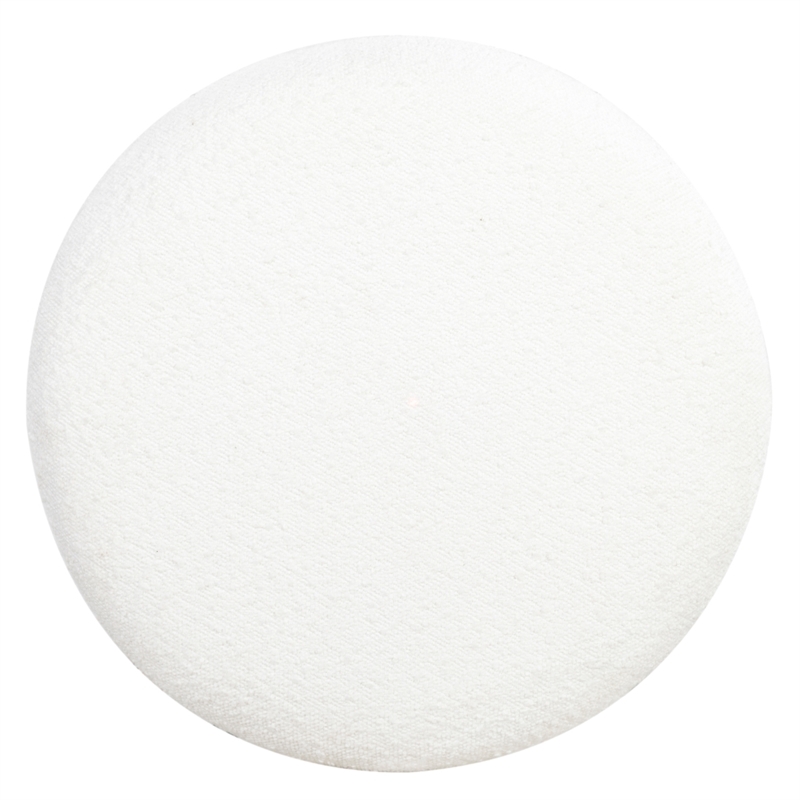 Safavieh Becka Round Fabric Storage Ottoman  in Ivory / Natural