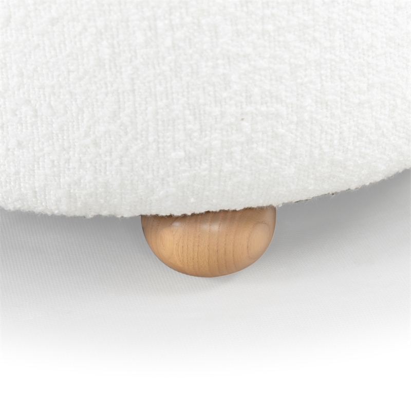 Safavieh Becka Round Fabric Storage Ottoman  in Ivory / Natural