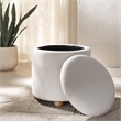 Safavieh Becka Round Fabric Storage Ottoman  in Ivory / Natural