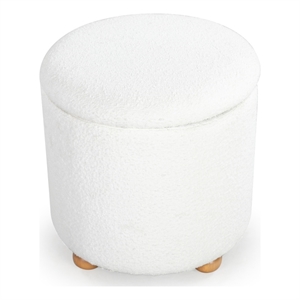 Safavieh Becka Round Fabric Storage Ottoman  in Ivory / Natural