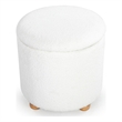 Safavieh Becka Round Fabric Storage Ottoman  in Ivory / Natural