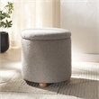 Safavieh Becka Round Boucle Wood and Fabric Storage Ottoman  in Gray / Natural