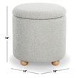 Safavieh Becka Round Boucle Wood and Fabric Storage Ottoman  in Gray / Natural