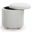 Safavieh Becka Round Boucle Wood and Fabric Storage Ottoman  in Gray / Natural