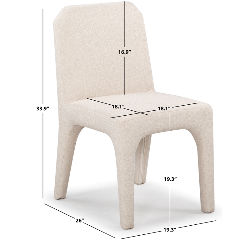 Safavieh Maricelle Boucle Wood and Fabric Dining Chair  in Tan