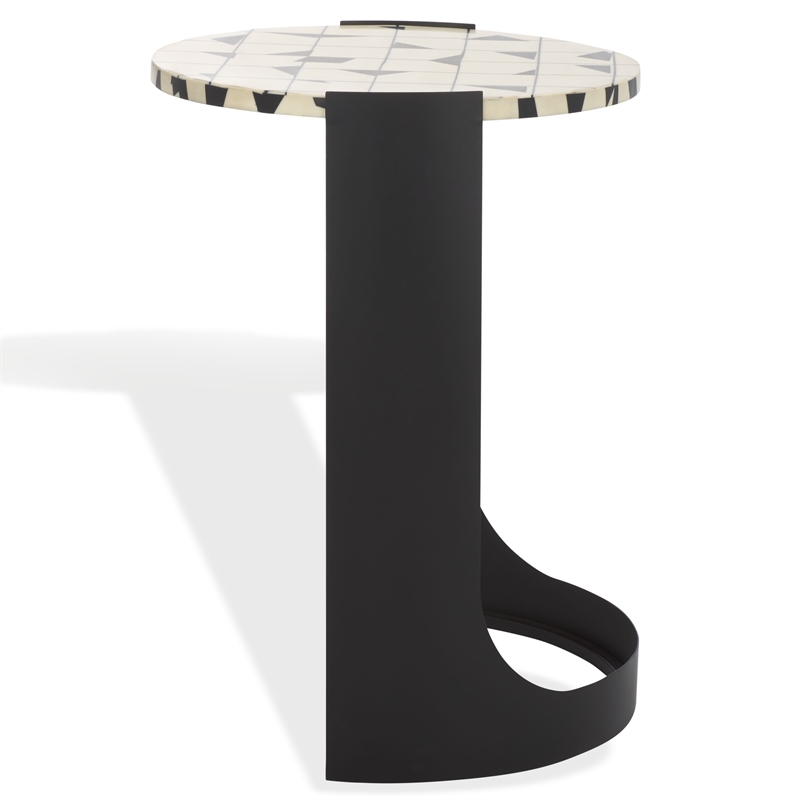 Safavieh Tomlinson Resin Top and Wood Accent Table in Black / White