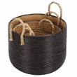 Safavieh Renley Set Of 3 Rattan Baskets in Black / Natural