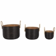 Safavieh Renley Set Of 3 Rattan Baskets in Black / Natural