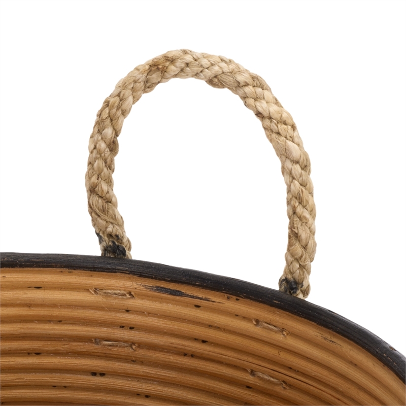 Safavieh Renley Set Of 3 Rattan Baskets in Black / Natural