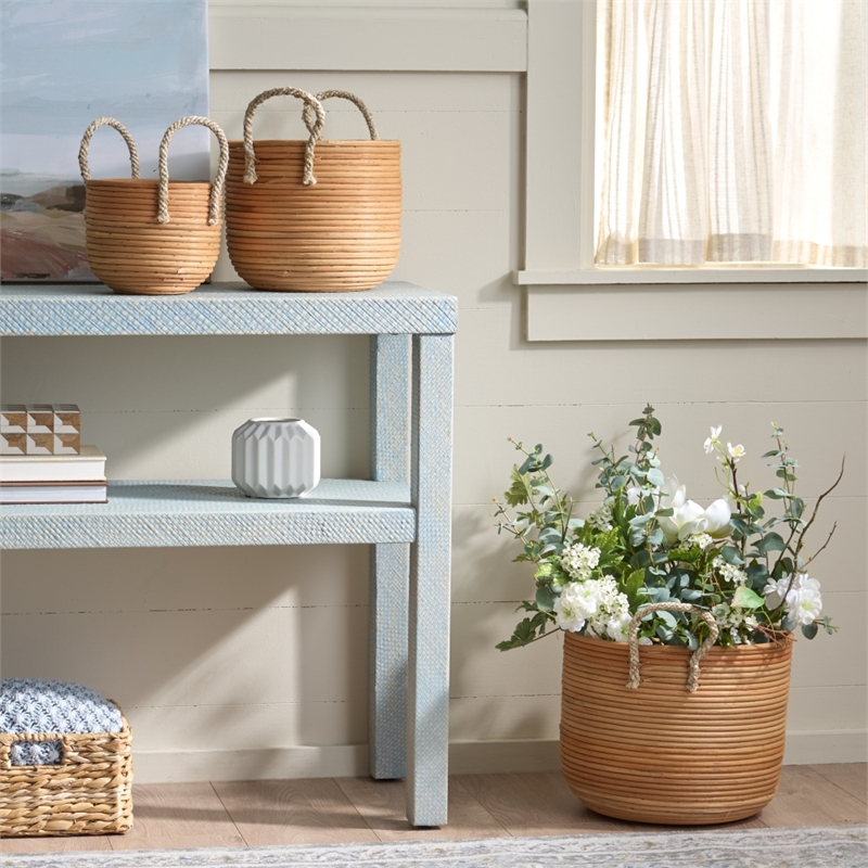 Safavieh Grenley Set Of 3 Rattan  Baskets in Natural