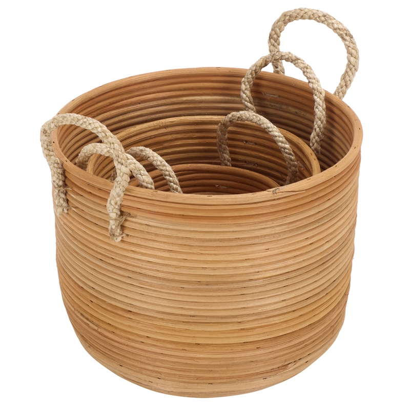 Safavieh Grenley Set Of 3 Rattan  Baskets in Natural