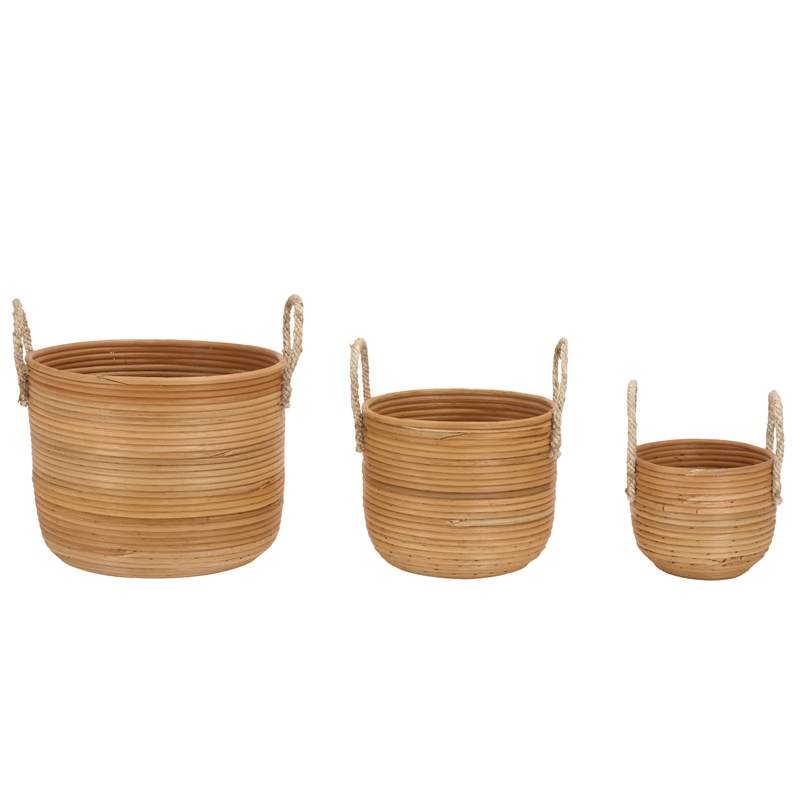 Safavieh Grenley Set Of 3 Rattan  Baskets in Natural