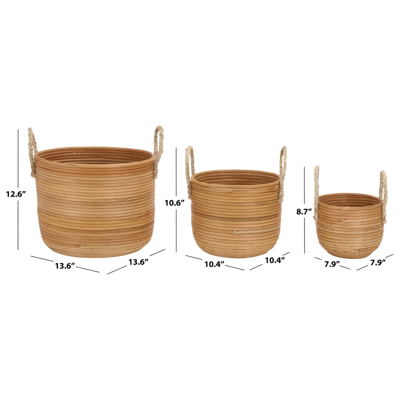 Safavieh Grenley Set Of 3 Rattan  Baskets in Natural