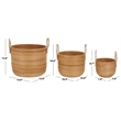 Safavieh Grenley Set Of 3 Rattan  Baskets in Natural