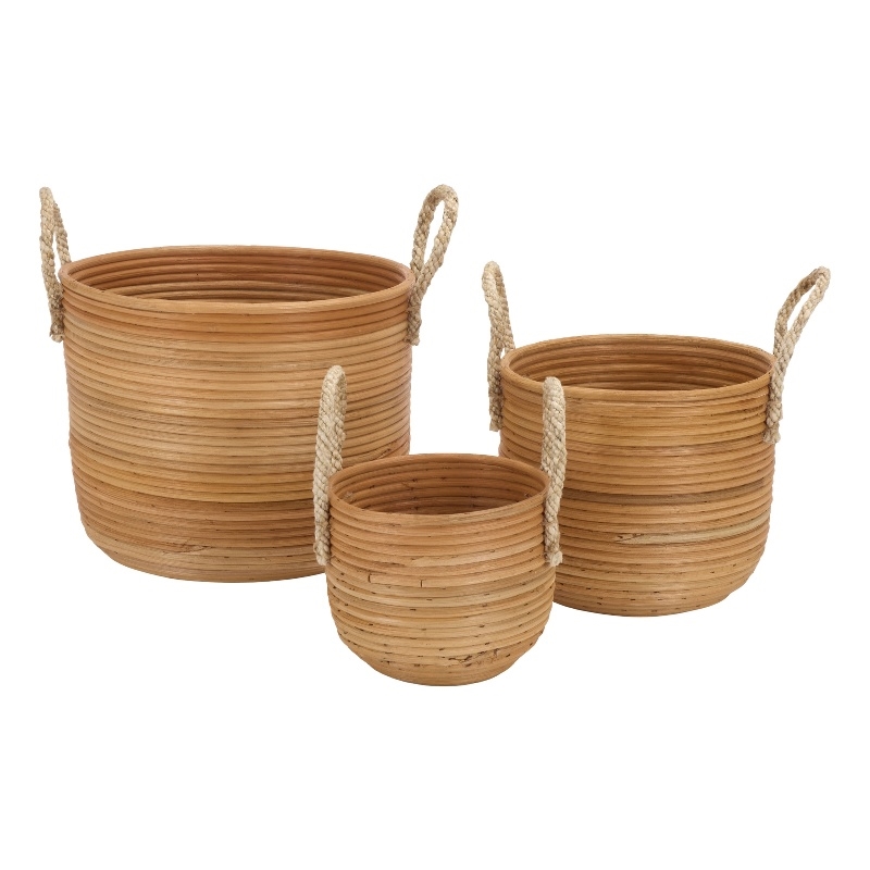 Safavieh Grenley Set Of 3 Rattan  Baskets in Natural