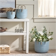 Safavieh Grenley Set Of 3 Rattan Baskets in Light Blue / Natural