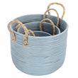 Safavieh Grenley Set Of 3 Rattan Baskets in Light Blue / Natural