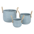 Safavieh Grenley Set Of 3 Rattan Baskets in Light Blue / Natural