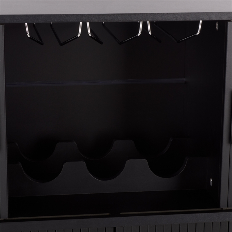 Safavieh Erdwing Wood Bar Cabinet in Black / Black