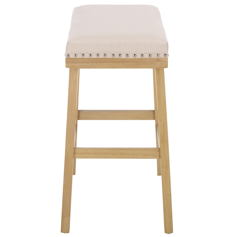 Safavieh Minato Wood and Metal Counter Stool  in Cream / Natural