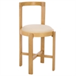 Safavieh Estes Round Wood and Fabric Counter Stool  in White / Light Brown