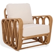 Safavieh Malina Rattan Pole and Fabric Accent Chair  in Natural / White