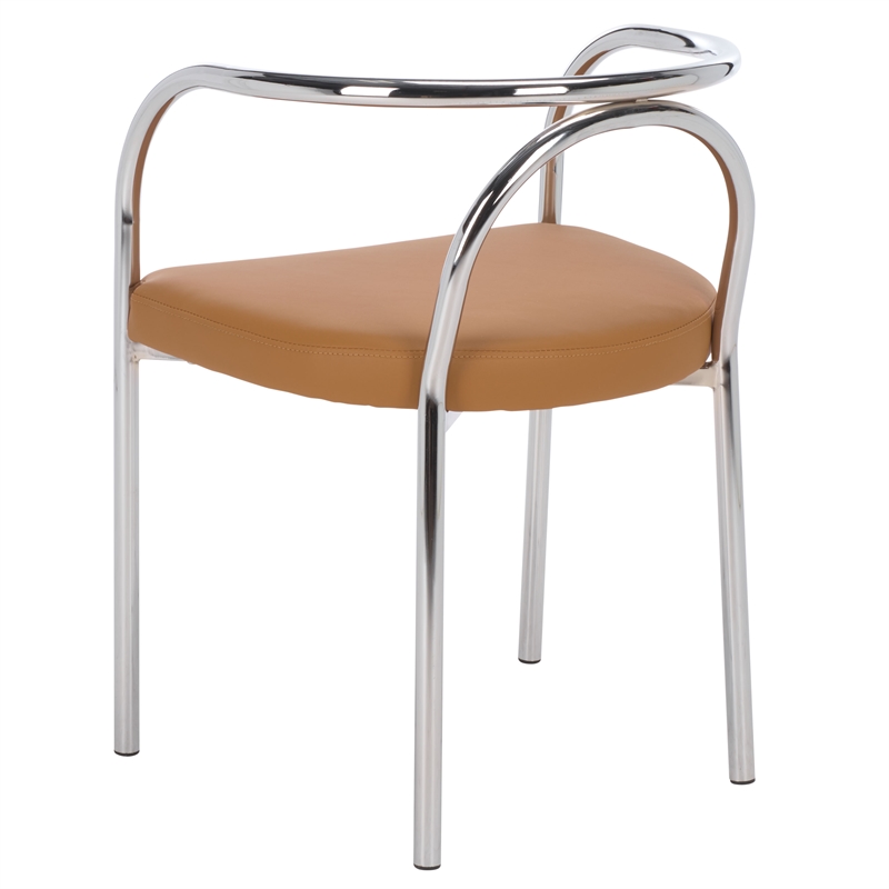 Safavieh Nexus Wood and Steel Dining Chair in Brown / Chrome