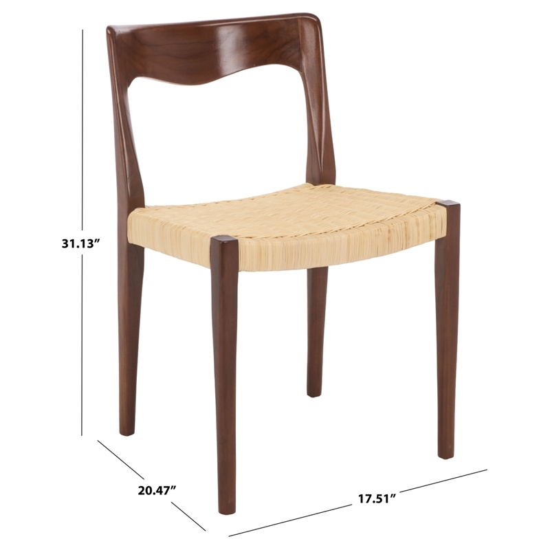 Safavieh Sezja Wicker and Rattan Dining Chair in Walnut / Natural