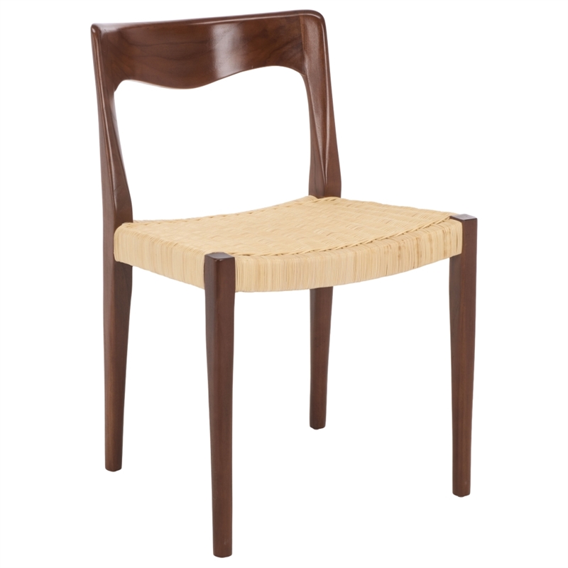 Safavieh Sezja Wicker and Rattan Dining Chair in Walnut / Natural