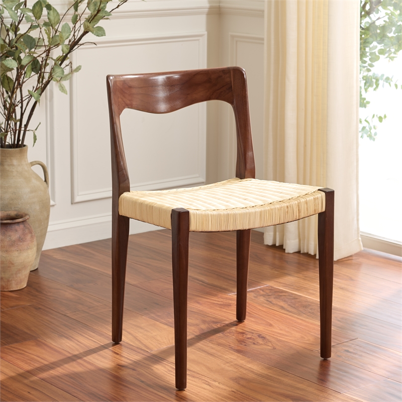 Safavieh Sezja Wicker and Rattan Dining Chair in Walnut / Natural
