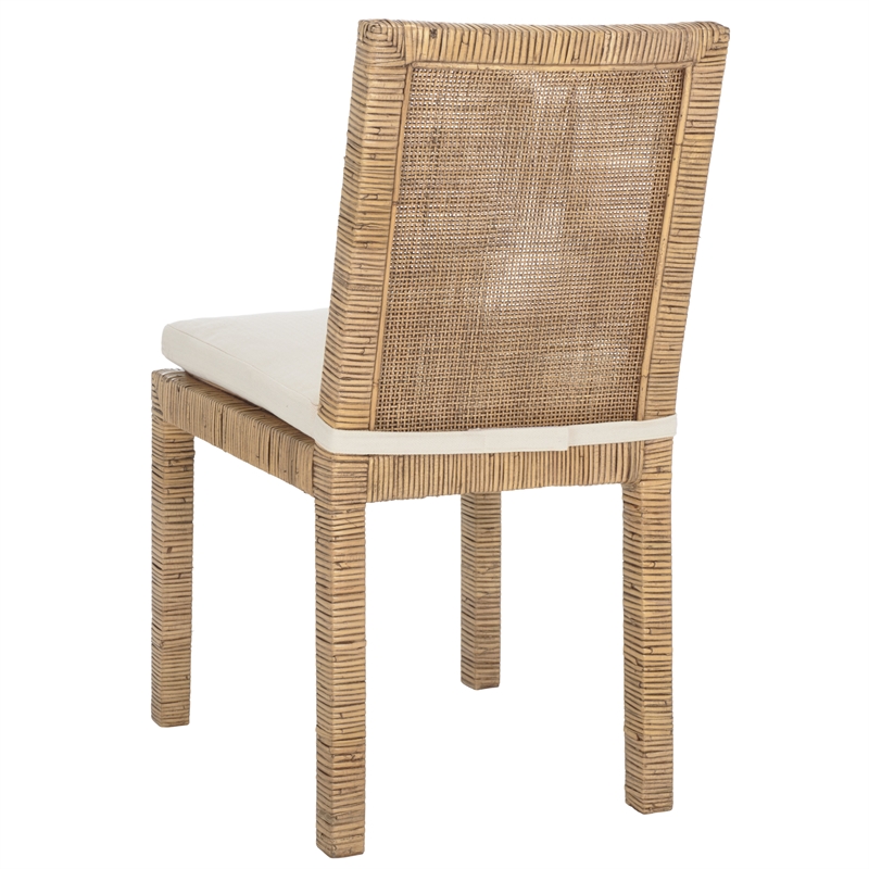 Safavieh Tojo Cane Rattan and Wood Dining Chair w/ Cushion in Brown