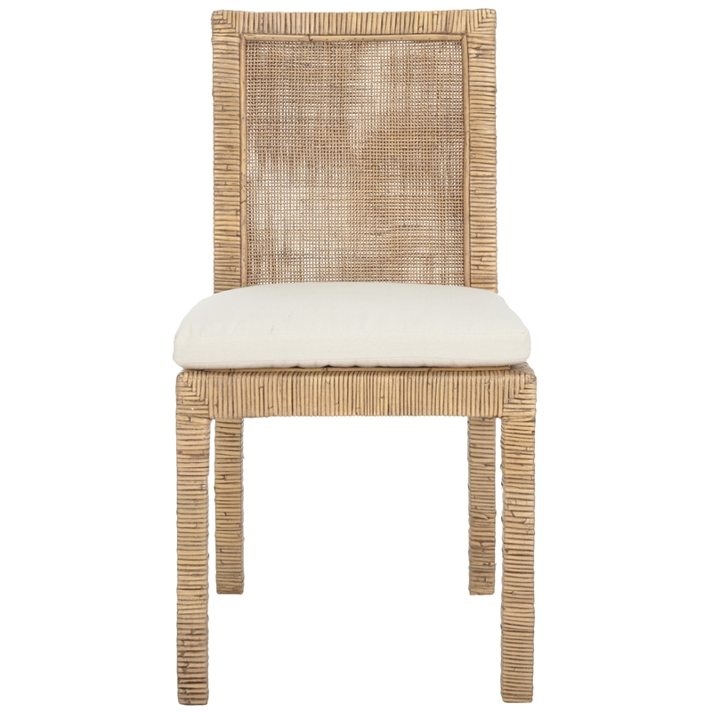 Safavieh Tojo Cane Rattan and Wood Dining Chair w/ Cushion in Brown