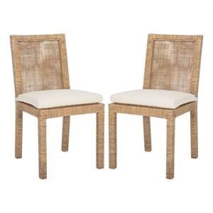 Safavieh Tojo Cane Rattan and Wood Dining Chair w/ Cushion in Brown