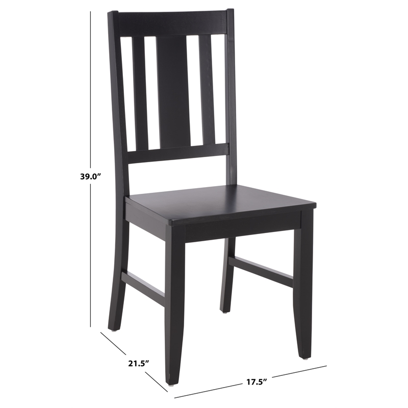 Safavieh Roswitha Wood Slat Back Side Chair in Black