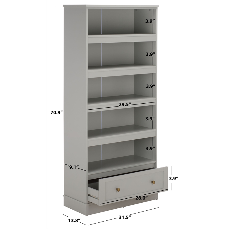Safavieh Shafa Wood Bookcase with Drawer in Light Gray