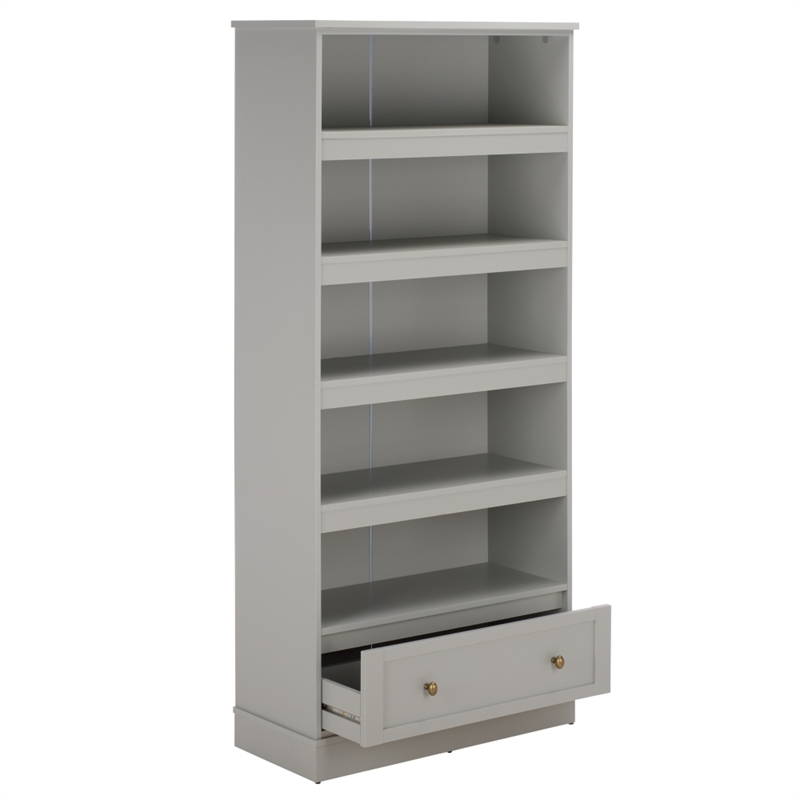 Safavieh Shafa Wood Bookcase with Drawer in Light Gray