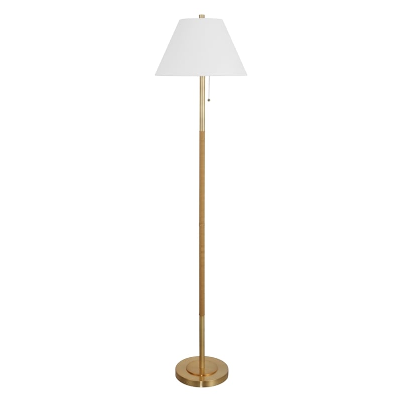 Safavieh Christin Iron and Fabric Floor Lamp in Brass / Natural