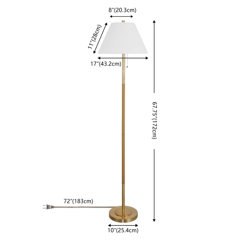 Safavieh Christin Iron and Fabric Floor Lamp in Brass / Natural