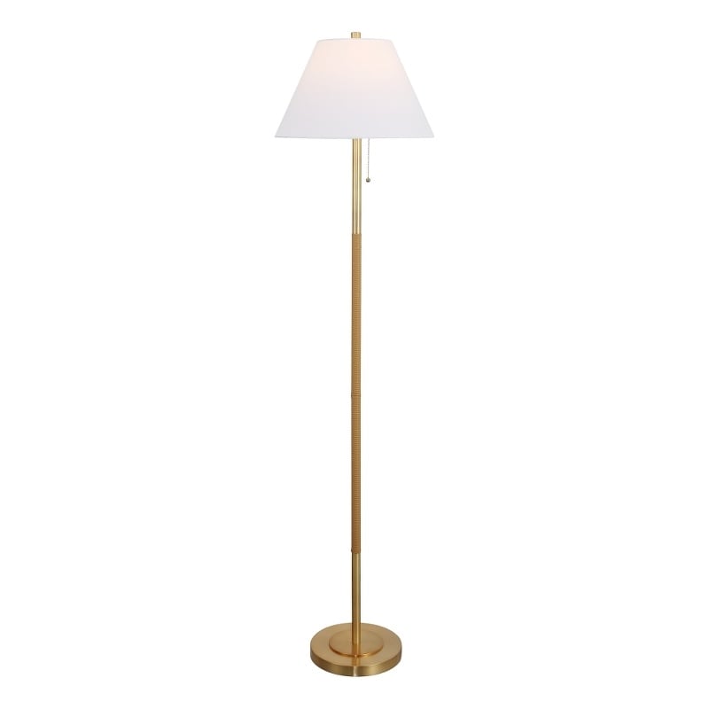Safavieh Christin Iron and Fabric Floor Lamp in Brass / Natural